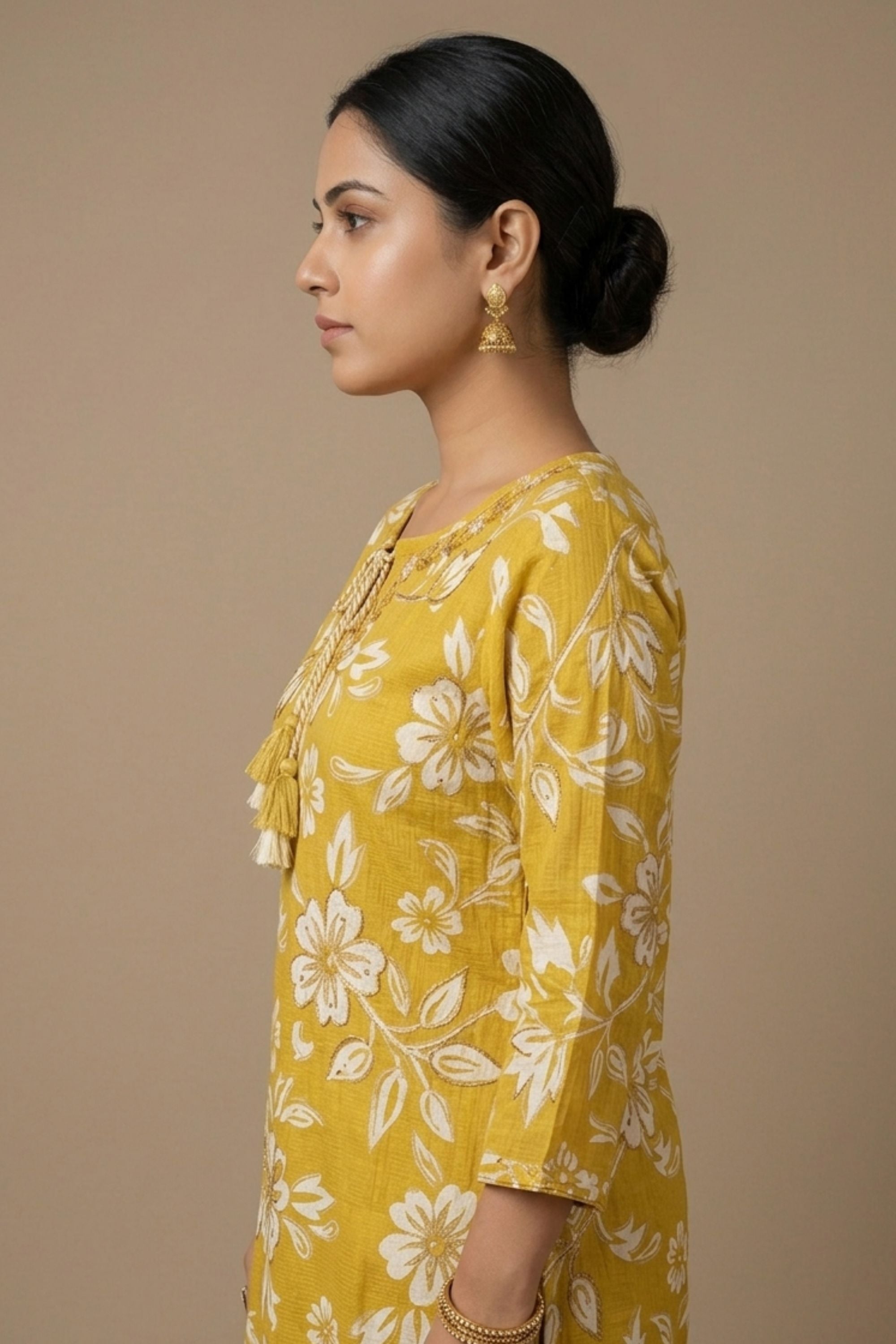 100% Pura Cotton Straight Floral Kurti Set