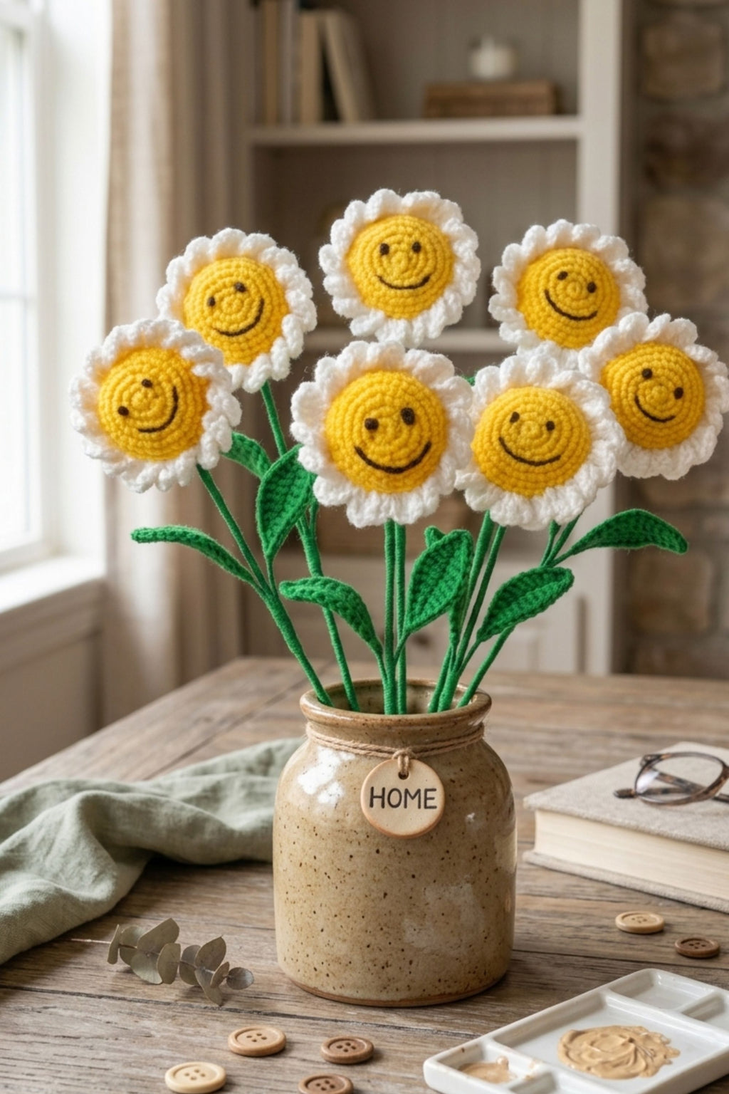 Crochet Sunflower with Smile