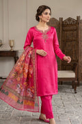 Women Embroidered Pink Silk Kurta with Trousers & Dupatta