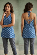 Sleeveless Cotton Short Kurti - Halter-Neck