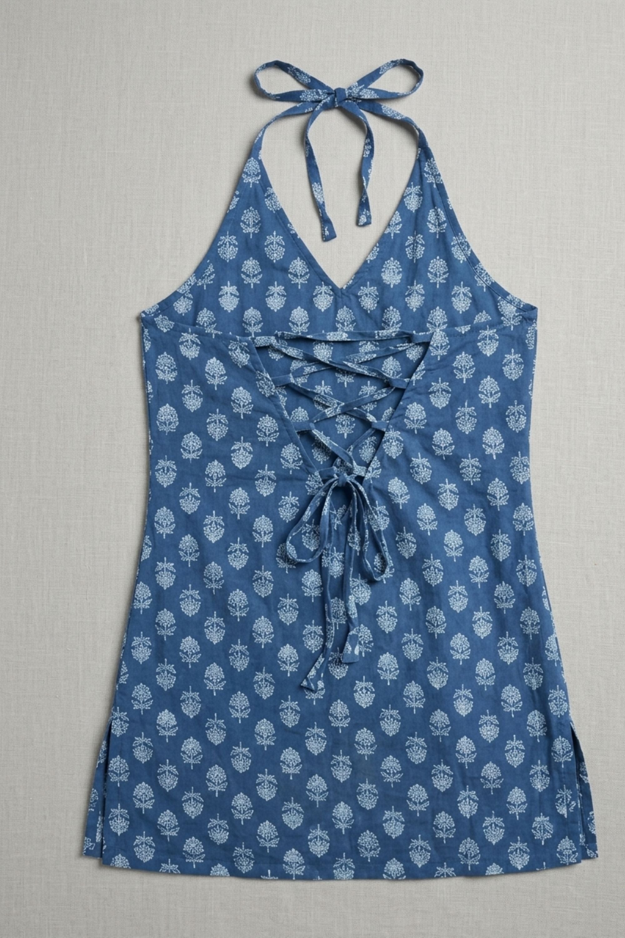 Sleeveless Cotton Short Kurti - Halter-Neck