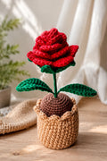 Crochet Rose Pot